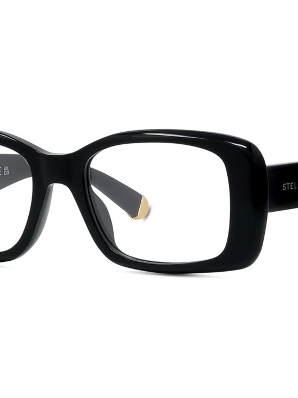 Stella McCartney Black Square Acetate Glasses with Gold Temple Tip
